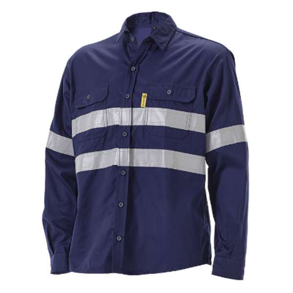 DW-EVHVLS-NB EVOTECH 65/35 Hi-Vis Shirt Navy Blue