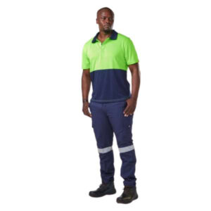 Dromex Lime/Navy Blue Hi-Viz Dry Tech Golfer