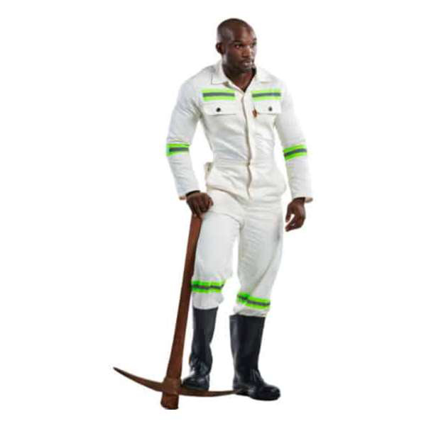 DW-J54-ANG-BUB Dromex J54 Unbleached/White Reflective Mining Spec Boilersuit