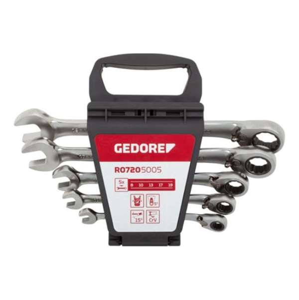 GEDR07205005 GEDORE Red Combination Ratchet Spanner Set 8mm - 19mm